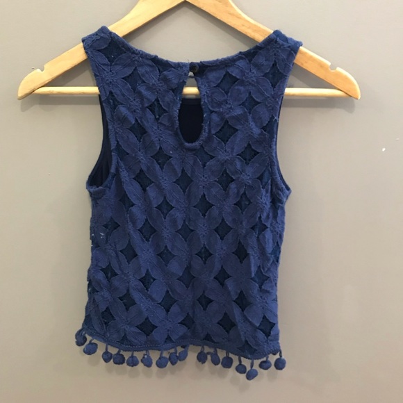 💛2 for $15 boho navy crop top with tassels - Picture 2 of 2